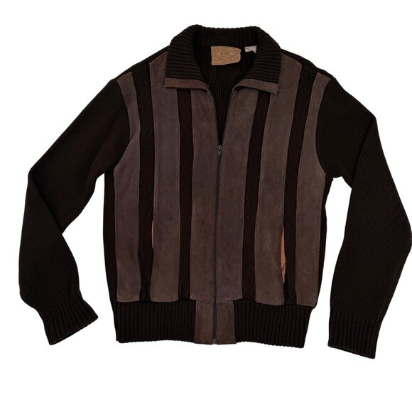 Landmark Other - VINTAGE LANDMARK MEN'S BROWN SUEDE & KNIT ZIP-UP SWEATER JACKET - M